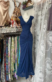 Ndyad Midnight Blue Mermaid Gown ??V Neck Pretty Prom Dress for Events&Party HZ1024