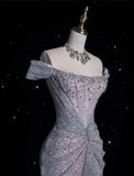 Ndyad Gown?? Off The Shoulder Tulle Sequins Long Prom Dress for Formal Events &Quinceanera HZ1024
