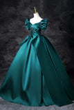 Evafashion A-Line Off the Shoulder Satin Long Prom Dress, Elegant Evening Dress HZ1024