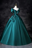 Evafashion A-Line Off the Shoulder Satin Long Prom Dress, Elegant Evening Dress HZ1024