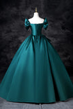Evafashion A-Line Off the Shoulder Satin Long Prom Dress, Elegant Evening Dress HZ1024