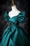 Evafashion A-Line Off the Shoulder Satin Long Prom Dress, Elegant Evening Dress HZ1024