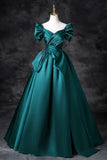 Evafashion A-Line Off the Shoulder Satin Long Prom Dress, Elegant Evening Dress HZ1024