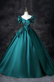 Evafashion A-Line Off the Shoulder Satin Long Prom Dress, Elegant Evening Dress HZ1024