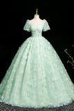 Ndyad A-Line Tulle Beaded Sequin Long Prom Dress, Beautiful 3D Butterfly Evening Dress HZ1024