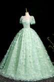 Ndyad A-Line Tulle Beaded Sequin Long Prom Dress, Beautiful 3D Butterfly Evening Dress HZ1024