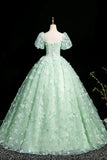 Ndyad A-Line Tulle Beaded Sequin Long Prom Dress, Beautiful 3D Butterfly Evening Dress HZ1024