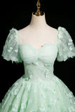 Ndyad A-Line Tulle Beaded Sequin Long Prom Dress, Beautiful 3D Butterfly Evening Dress HZ1024