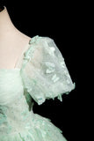 Ndyad A-Line Tulle Beaded Sequin Long Prom Dress, Beautiful 3D Butterfly Evening Dress HZ1024