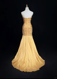 Ndyad Green Mermaid Spaghetti Strap Satin Beaded Sequin Long Prom Dress Sweetheart Neck Evening Dress HZ1024