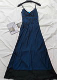 Ndyad Blue Mermaid Spaghetti Strap Tulle Beading Long Prom Dress V-Neck Vintage Party Dress HZ1024