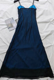 Ndyad Blue Mermaid Spaghetti Strap Tulle Beading Long Prom Dress V-Neck Vintage Party Dress HZ1024