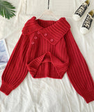 Ndyad Cute V Neck Long Sleeve Sweater HZ1024