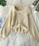 Ndyad Cute V Neck Long Sleeve Sweater HZ1024