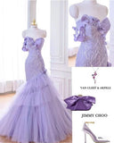 Ndyad Mermaid Sweetheart Neck Tulle Beaded Long Prom Dress Strapless Sequin Applique Birthday Evening Dress HZ1024