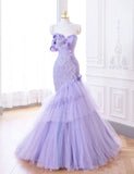 Ndyad Mermaid Sweetheart Neck Tulle Beaded Long Prom Dress Strapless Sequin Applique Birthday Evening Dress HZ1024