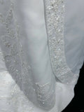 Ndyad Spaghetti Strap Beaded Satin Long Prom Dress White Wedding Dress Graduation Prom Dress HZ1024