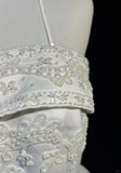 Ndyad Spaghetti Strap Beaded Satin Long Prom Dress White Wedding Dress Graduation Prom Dress HZ1024