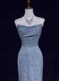 Ndyad Strapless Sequined Long Prom Dress Elegant Formal Evening Dress HZ1024