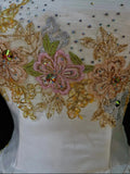 Ndyad A-Line Strapless Satin Sequins Long Prom Dress Embroidered Applique Wedding Dress HZ1024