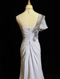Ndyad Spaghetti Strap Chiffon Beaded Sequin Long Prom Dress Embroidered Applique Evening Gown HZ1024