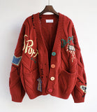 Evafashion contrast color cardigan coat HZ1024