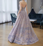 Ndyad Spaghetti Strap Tulle Applique Long Prom Dress Adult Ceremony Birthday Dress HZ1024