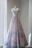Ndyad Spaghetti Strap Tulle Applique Long Prom Dress Adult Ceremony Birthday Dress HZ1024