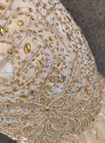 Ndyad Champagne Mermaid Sweetheart Neck Beaded Tulle Long Ball Dress Vintage Evening Dress HZ1024