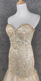 Ndyad Champagne Mermaid Sweetheart Neck Beaded Tulle Long Ball Dress Vintage Evening Dress HZ1024