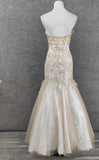 Ndyad Champagne Mermaid Sweetheart Neck Beaded Tulle Long Ball Dress Vintage Evening Dress HZ1024