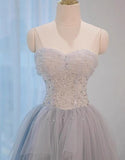 Ndyad Sweetheart Neck Sequined Tulle Long Prom Dress Birthday Dress Graduation Prom Dress HZ1024