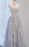 Ndyad Sweetheart Neck Sequined Tulle Long Prom Dress Birthday Dress Graduation Prom Dress HZ1024