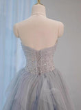 Ndyad Sweetheart Neck Sequined Tulle Long Prom Dress Birthday Dress Graduation Prom Dress HZ1024