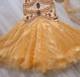 Ndyad Yellow Mermaid Tulle Chiffon Long Prom Dress Pretty Birthday Dress HZ1024