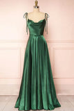Ndyad Strap A-Line Satin Simple Long Prom Dress Bridesmaid Dress HZ1024