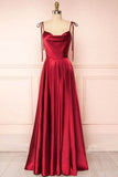 Ndyad Strap A-Line Satin Simple Long Prom Dress Bridesmaid Dress HZ1024