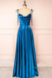 Ndyad Strap A-Line Satin Simple Long Prom Dress Bridesmaid Dress HZ1024