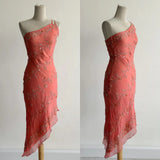 Ndyad Light Green Simple Bodycon Party Dresses Elegant One Shoulder Chiffon Applique Beaded Prom Dress HZ1024