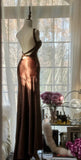 Ndyad Chocolate Mermaid Sweetheart Neck Satin Long Prom Dress Elegant Evening Gown HZ1024