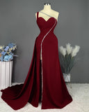 Ndyad Pink Long One Shoulder Sleeveless Prom Dress Long Slit Online HZ1024