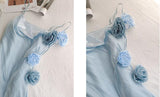 Ndyad Blue Bodycon Dress Spaghetti Strap Chiffon Long Prom Dress Graduation Prom Dress HZ1024