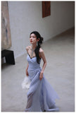 Ndyad A-Line Strapless Chiffon Pleated Long Prom Dress Chic Lace Graduation Prom Dress HZ1024
