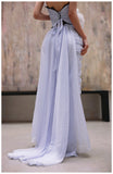 Ndyad A-Line Strapless Chiffon Pleated Long Prom Dress Chic Lace Graduation Prom Dress HZ1024
