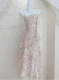 Ndyad Floral Dress Suspender Chiffon Long Dress HZ1024