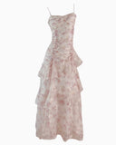 Ndyad Floral Dress Suspender Chiffon Long Dress HZ1024