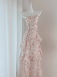 Ndyad Floral Dress Suspender Chiffon Long Dress HZ1024