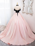 Evafashion Sweetheart Neck Satin Pink Long Prom Dress, Pink Long Formal Dress HZ1024