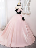 Evafashion Sweetheart Neck Satin Pink Long Prom Dress, Pink Long Formal Dress HZ1024