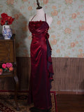 Ndyad Simple Bodycon Dress Spaghetti Strap Chiffon Long Prom Dress Applique Graduation Prom Dress HZ1024